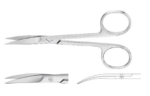 Ножиці для шовних матеріалів вигнуті гострі/гострі 120 мм